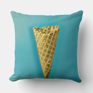 Waffle cone for ice cream lovers throw pillow