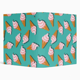 Waffle cones ice cream and frozen yogurt pattern 3 ring binder