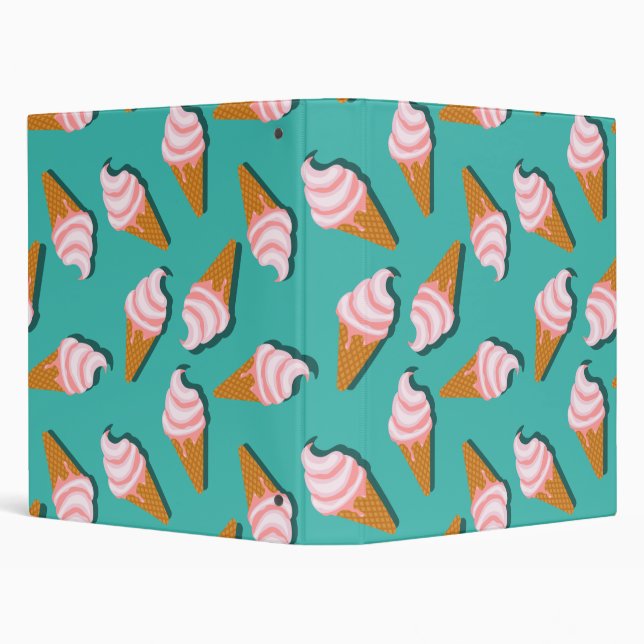 Waffle cones ice cream and frozen yogurt pattern 3 ring binder (Background)