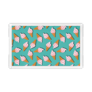 Waffle cones ice cream and frozen yogurt pattern acrylic tray