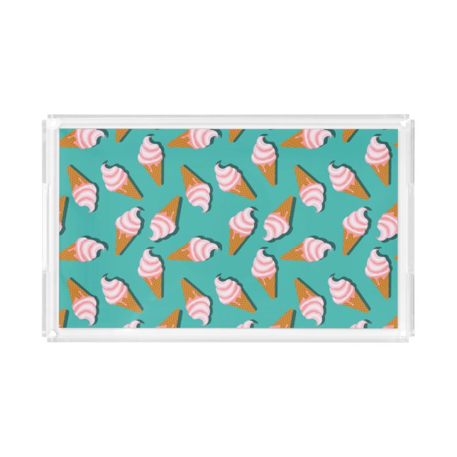 Waffle cones ice cream and frozen yogurt pattern acrylic tray (Front)