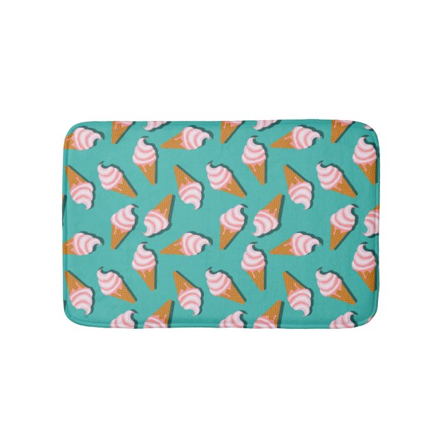 Waffle cones ice cream and frozen yogurt pattern bath mat (Front)