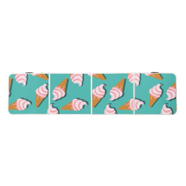 Waffle cones ice cream and frozen yogurt pattern beer pong table (Top)