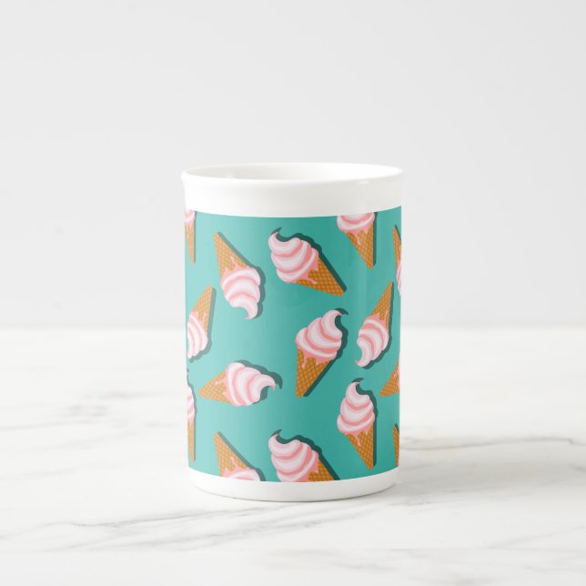 Waffle cones ice cream and frozen yogurt pattern bone china mug (Front)