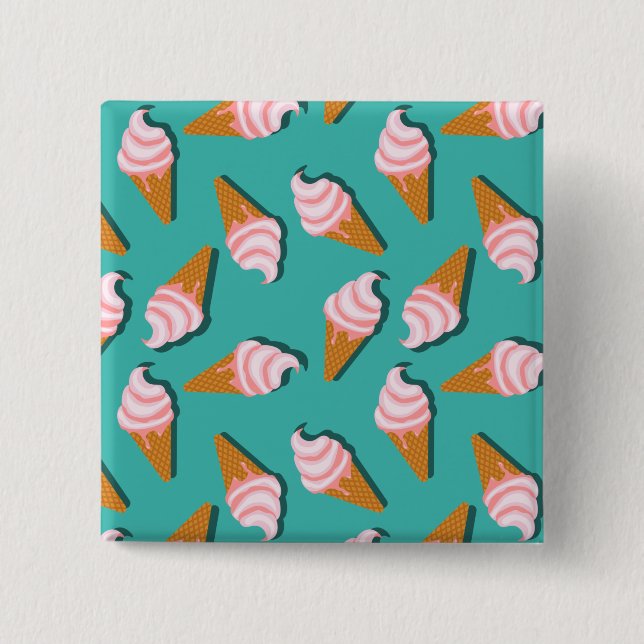 Waffle cones ice cream and frozen yogurt pattern button (Front)