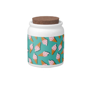 Waffle cones ice cream and frozen yogurt pattern candy jar