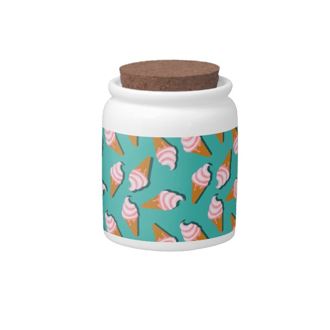 Waffle cones ice cream and frozen yogurt pattern candy jar (Front)