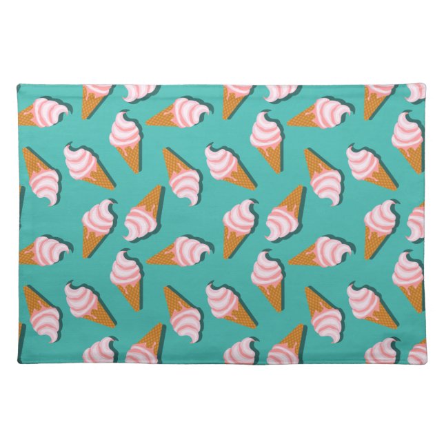 Waffle cones ice cream and frozen yogurt pattern cloth placemat (Front)