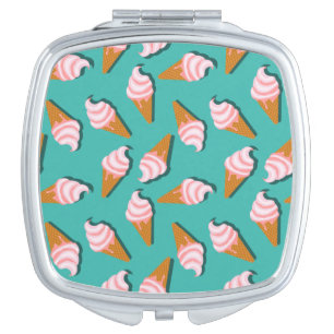 Waffle cones ice cream and frozen yogurt pattern compact mirror