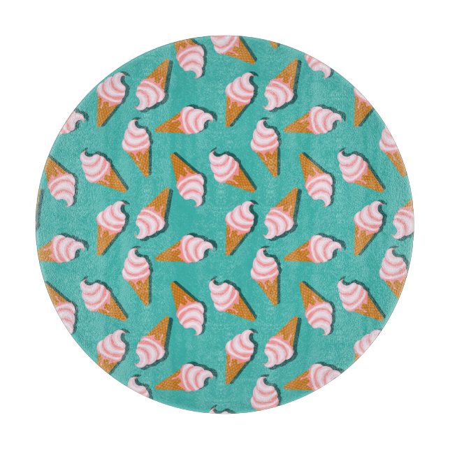 Waffle cones ice cream and frozen yogurt pattern cutting board (Front)