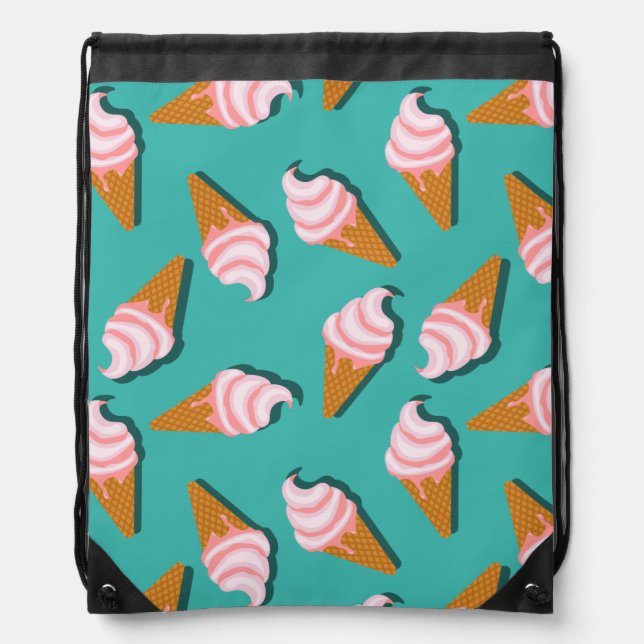 Waffle cones ice cream and frozen yogurt pattern drawstring bag (Front)