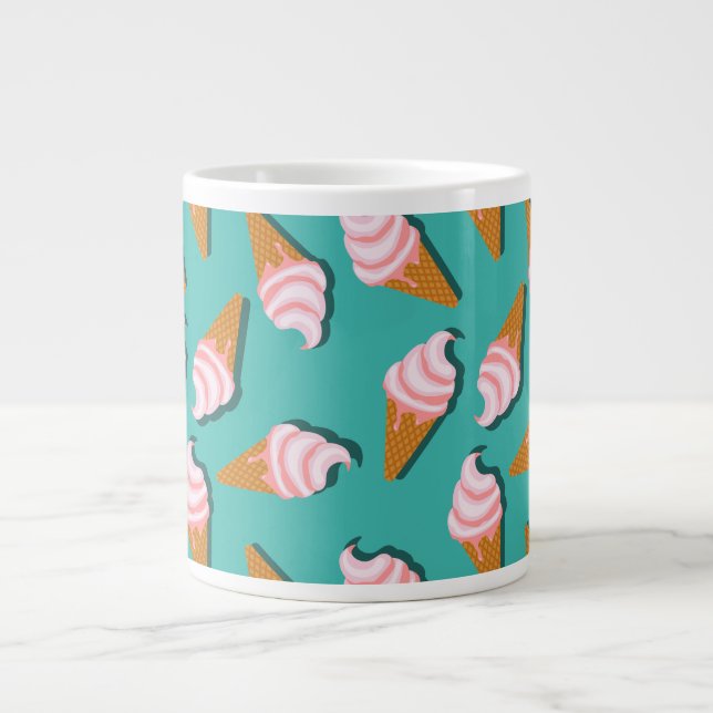 Waffle cones ice cream and frozen yogurt pattern giant coffee mug (Front)