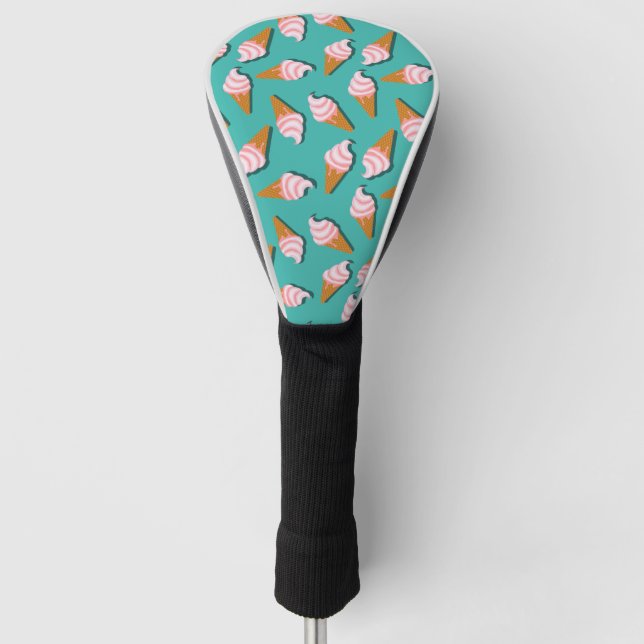 Waffle cones ice cream and frozen yogurt pattern golf head cover (Front)