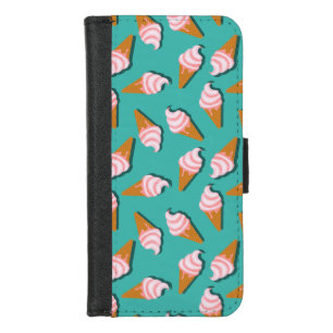 Waffle cones ice cream and frozen yogurt pattern iPhone 8/7 wallet case