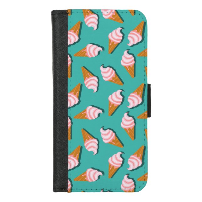 Waffle cones ice cream and frozen yogurt pattern iPhone wallet case (Front)
