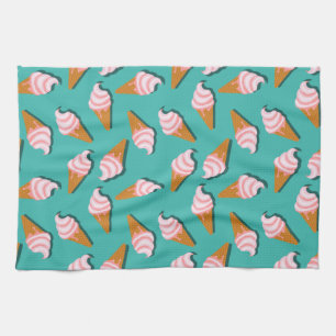 Waffle cones ice cream and frozen yogurt pattern kitchen towel