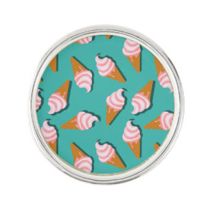 Waffle cones ice cream and frozen yogurt pattern lapel pin