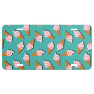 Waffle cones ice cream and frozen yogurt pattern license plate