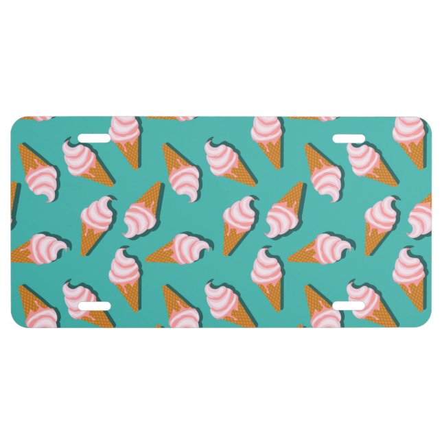 Waffle cones ice cream and frozen yogurt pattern license plate (Front)