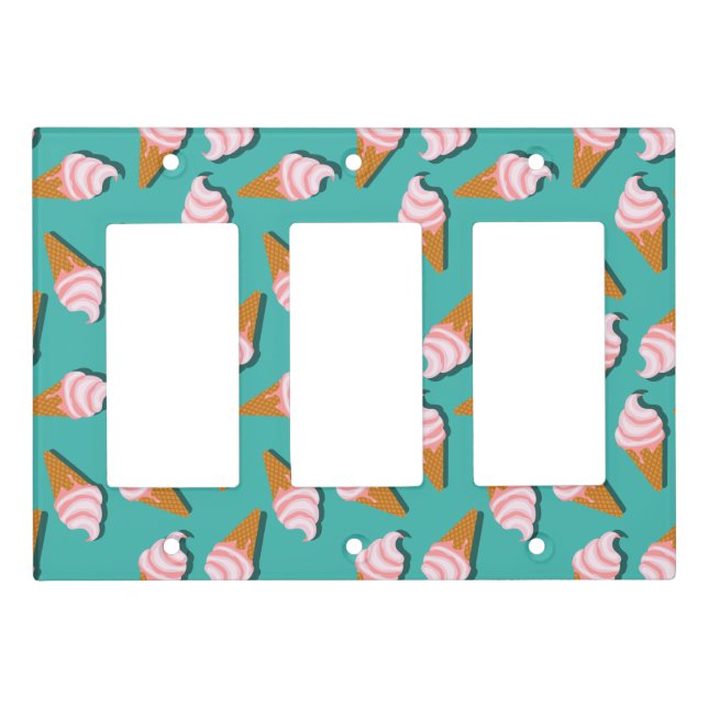 Waffle cones ice cream and frozen yogurt pattern light switch cover (Front)