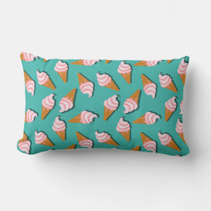 Waffle cones ice cream and frozen yogurt pattern lumbar pillow