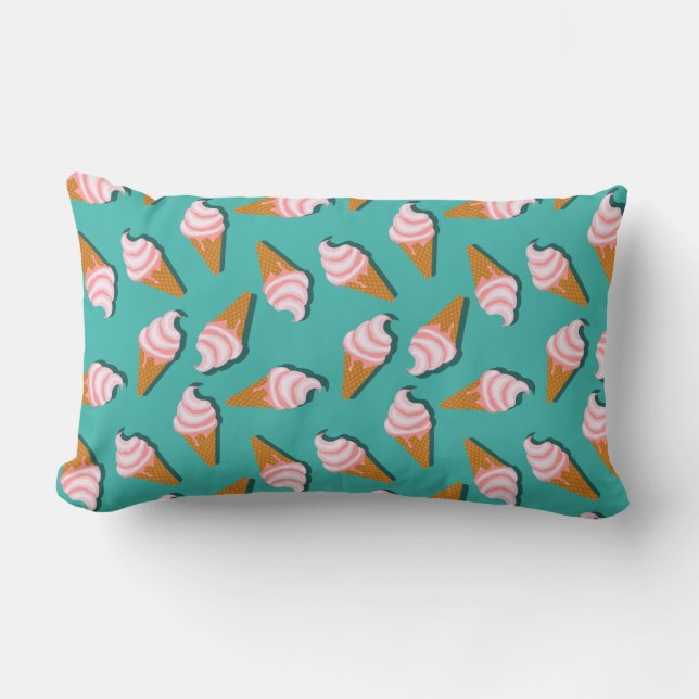 Waffle cones ice cream and frozen yogurt pattern lumbar pillow (Front)