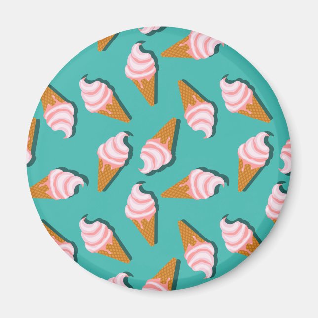 Waffle cones ice cream and frozen yogurt pattern magnet (Front)