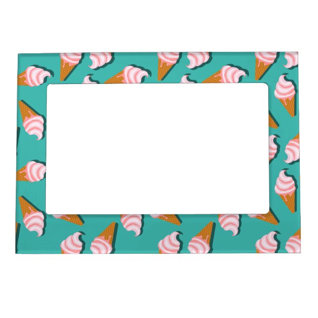 Waffle cones ice cream and frozen yogurt pattern magnetic frame (Front)