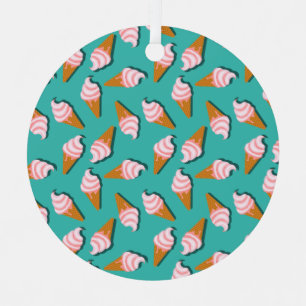 Waffle cones ice cream and frozen yogurt pattern metal ornament