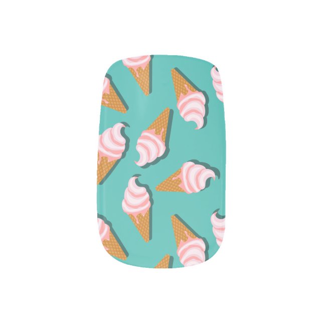 Waffle cones ice cream and frozen yogurt pattern minx nail art (Left Thumb)