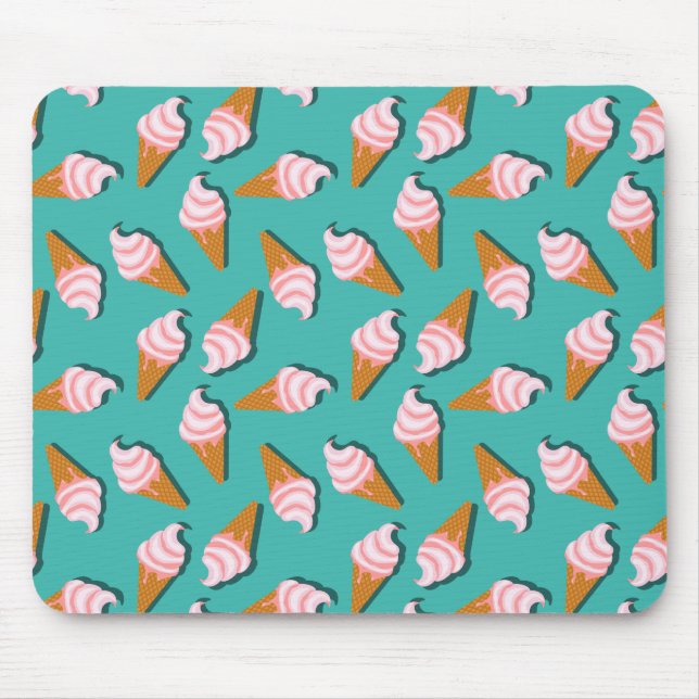 Waffle cones ice cream and frozen yogurt pattern mouse pad (Front)