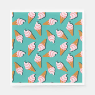 Waffle cones ice cream and frozen yogurt pattern napkins