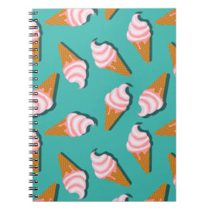 Waffle cones ice cream and frozen yogurt pattern notebook