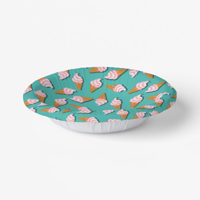 Waffle cones ice cream and frozen yogurt pattern paper bowls (Angled)