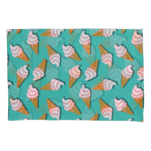 Waffle cones ice cream and frozen yogurt pattern pillow case