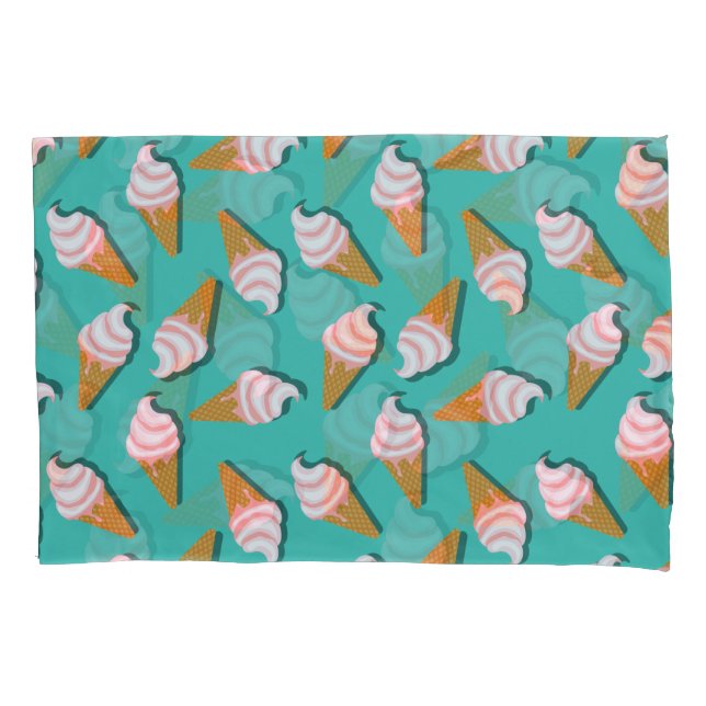 Waffle cones ice cream and frozen yogurt pattern pillow case (Front-Left)
