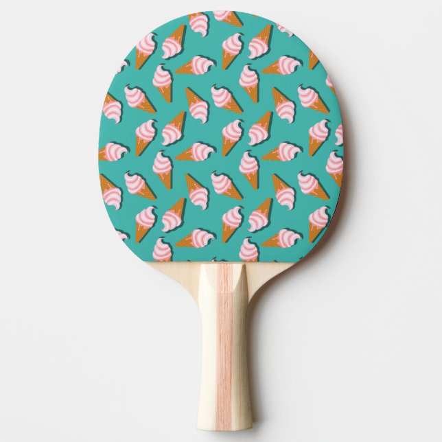 Waffle cones ice cream and frozen yogurt pattern ping pong paddle (Front)