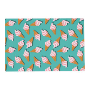 Waffle cones ice cream and frozen yogurt pattern placemat