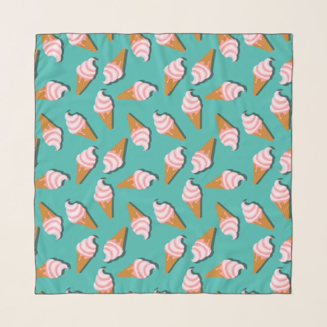 Waffle cones ice cream and frozen yogurt pattern scarf (Front)