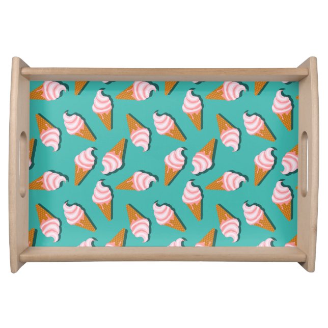 Waffle cones ice cream and frozen yogurt pattern serving tray (Front)