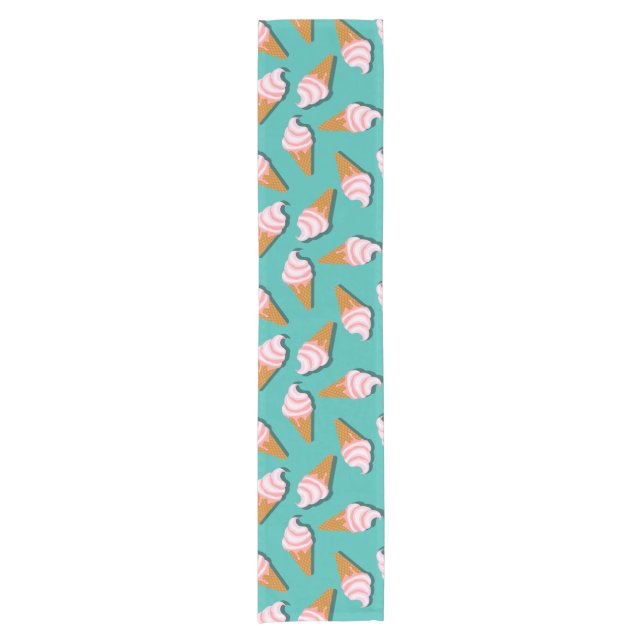 Waffle cones ice cream and frozen yogurt pattern short table runner (Front)
