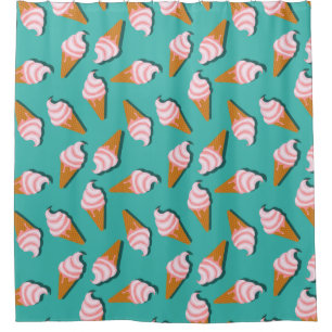 Waffle cones ice cream and frozen yogurt pattern shower curtain