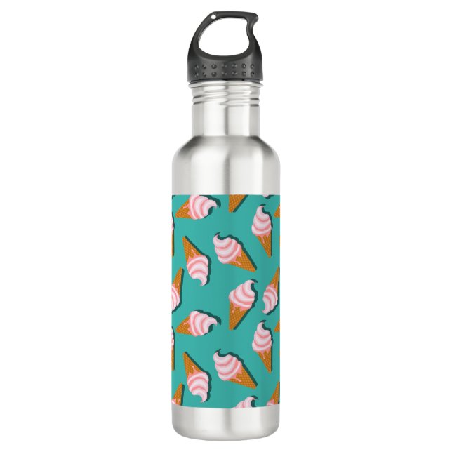 Waffle cones ice cream and frozen yogurt pattern stainless steel water bottle (Front)