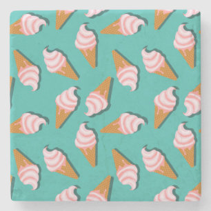 Waffle cones ice cream and frozen yogurt pattern stone coaster