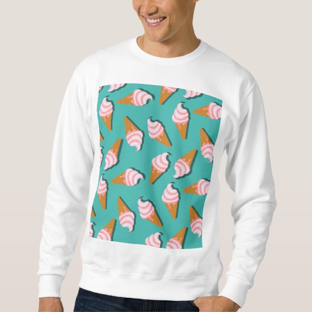 Waffle cones ice cream and frozen yogurt pattern sweatshirt (Front)