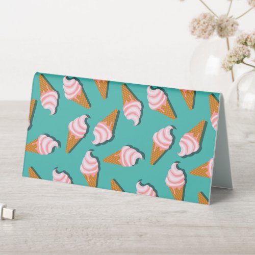 Waffle cones ice cream and frozen yogurt pattern table tent sign