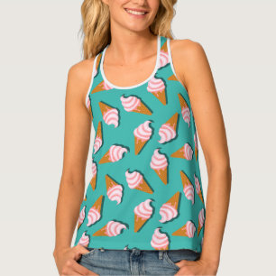 Waffle cones ice cream and frozen yogurt pattern tank top