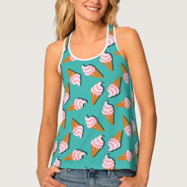 Waffle cones ice cream and frozen yogurt pattern tank top (Front)