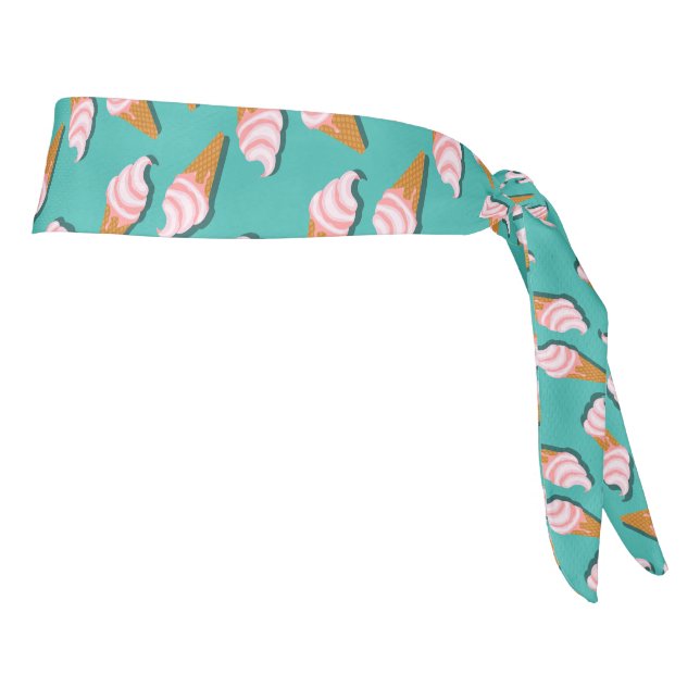 Waffle cones ice cream and frozen yogurt pattern tie headband (Rotate 90)