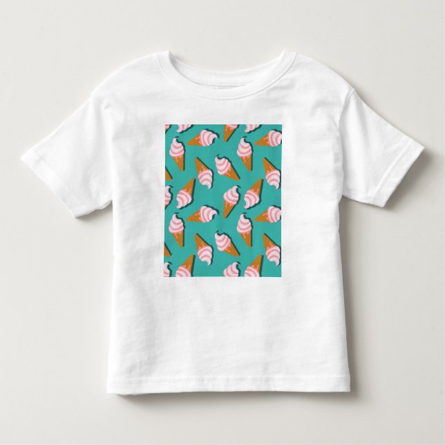 Waffle cones ice cream and frozen yogurt pattern toddler t-shirt (Front)